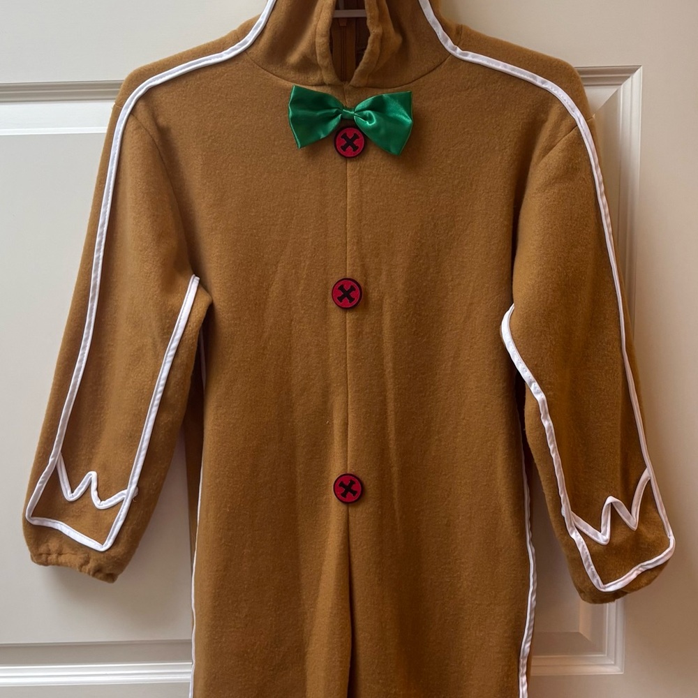 Brown Gingerbread Costume kids hooded body suit